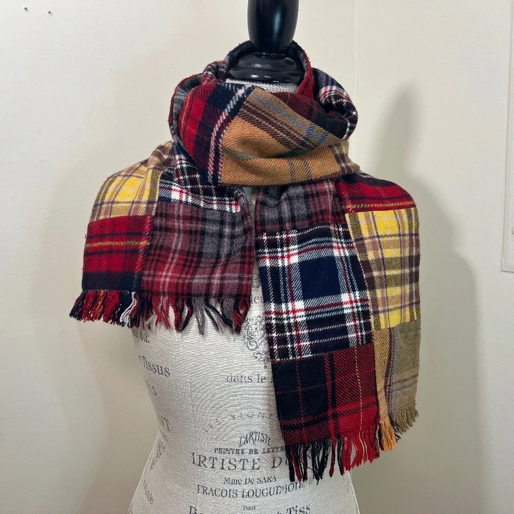 UNIQUE Vintage American Eagle plaid double side scarf-perfect giftstoft and cosy